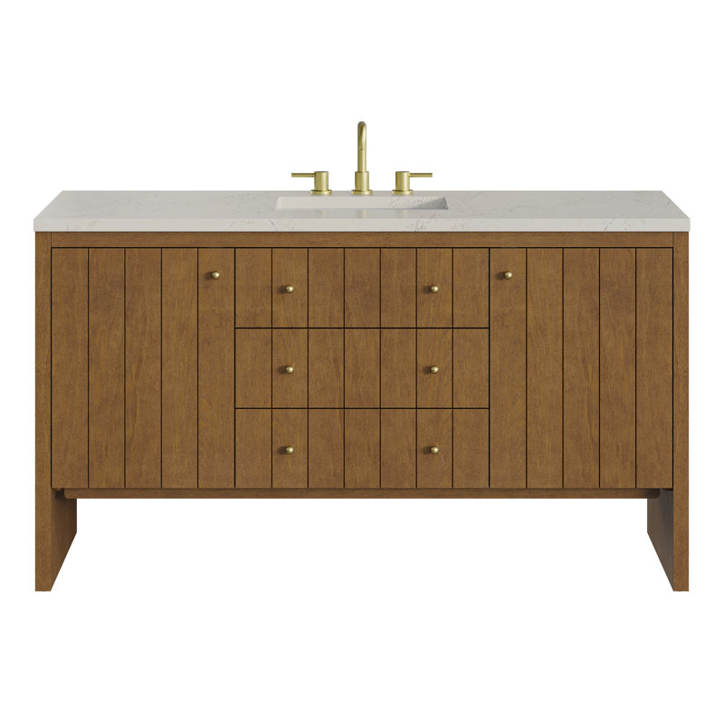 Hudson 60'' W Single Vanity, 8" Widespread, Honey Brown, Siberian