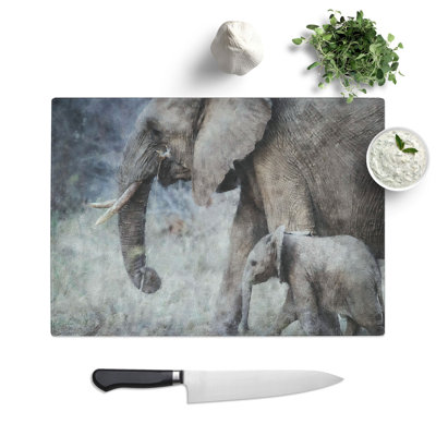 Mother and Baby Elephant Vol.1 Painting Chopping Board
