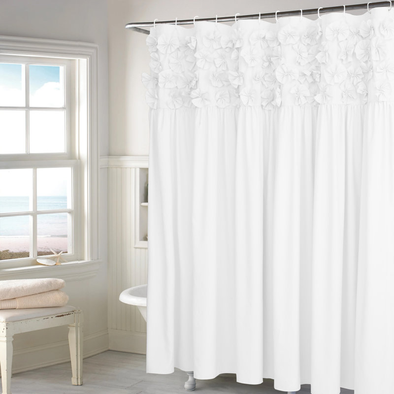 Rideau de douche Luxury Luxury Butterfly Flower, Blanc