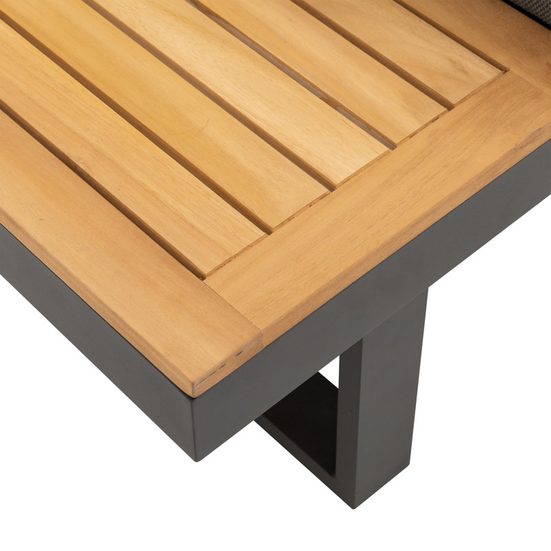 Samara Gray Aluminum and Teak 2-Piece Outdoor Sectional Set