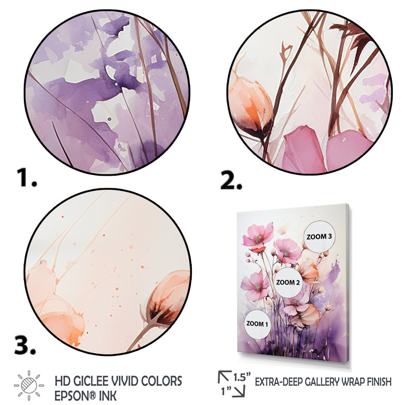 Corail coquelicot Meadows II - coquelicots, art mural, H 20 po x l 12 po x P 1 po, Cadre photo noir simple