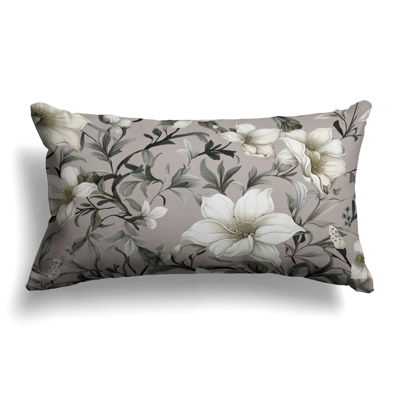 Petal Perfection  Rectangular Throw Pillow, Silver