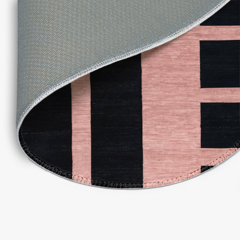 Tapis intérieur / extérieur noir HorizontalStripes, Rond 5 pi