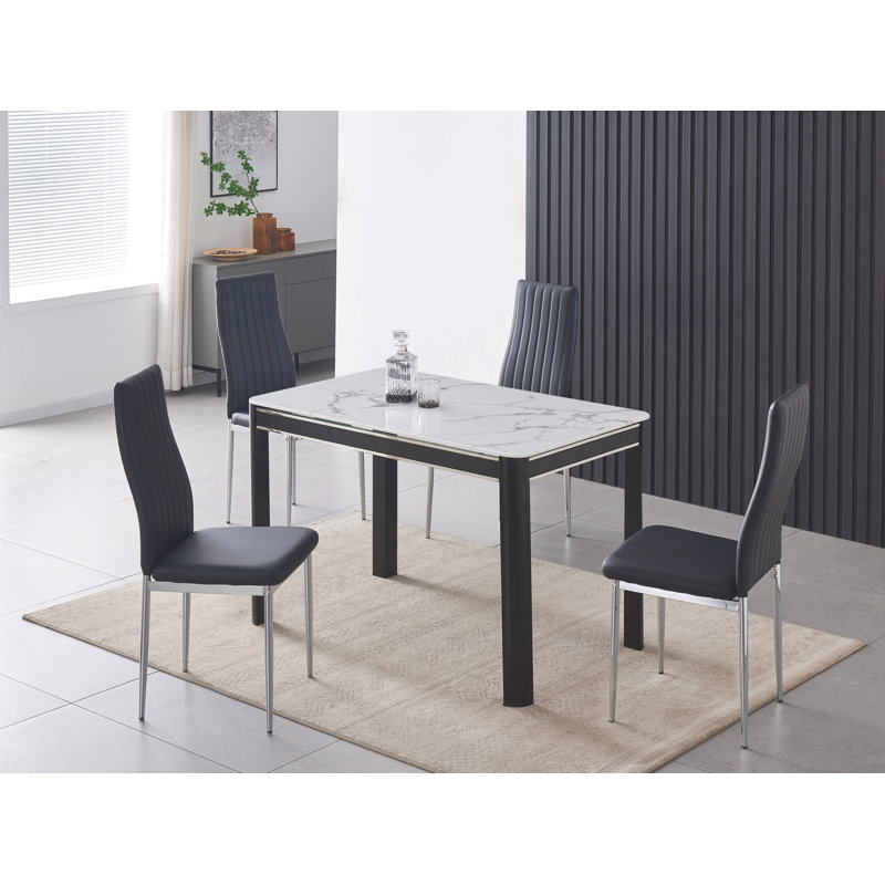 Hannahs 4 - Person Dining Set, Black