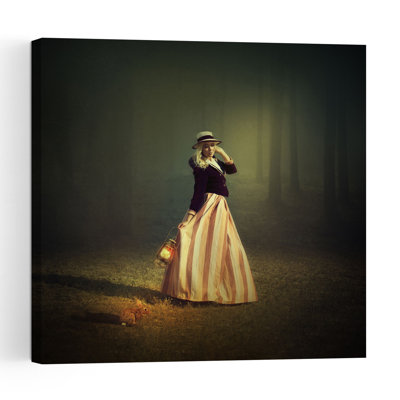 Enchanted Forest Dreamy Elegant Mystical Rabbit Forest Landscape Wall Art Print 1 Piece Wrapped Canvas Wall Art