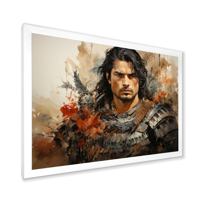 «Japon Art Samurais Warrior Portrait I», reproduction sur toile, H 12 po x l 20 po x P 1 po, Cadre simple blanc