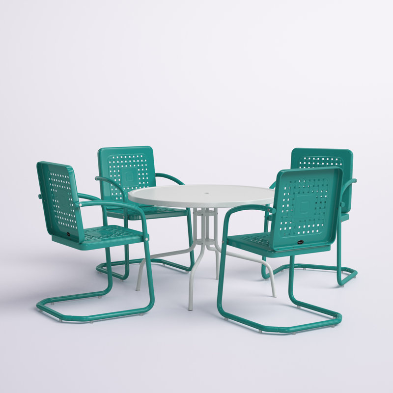 Kutcher 4 - Person Patio Dining Set with Round Table, Turquoise