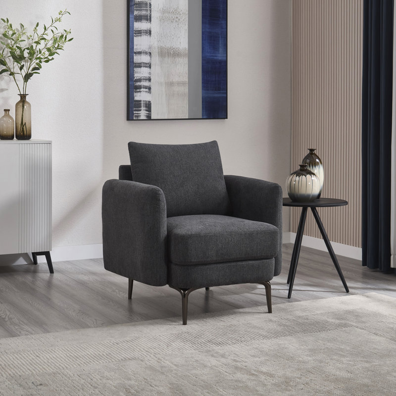 Sofia 1 Seater Fabric Accent Chairs, Charcoal