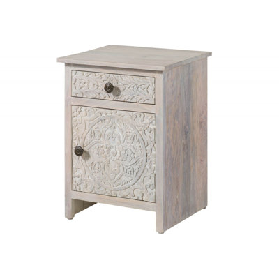 Kashmir 45cm W Solid Wood Bedside Table