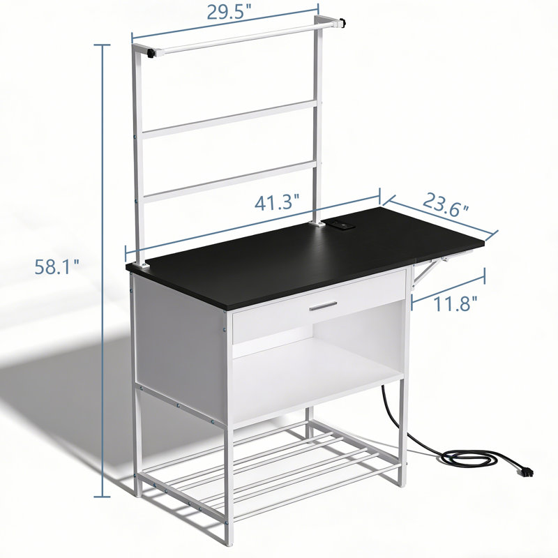 3D Printer Stand with Charging Station, 2AC+2USB Power Hub & 4-Tier Storage - Heavy-Duty Fixed Station with Filament Organization for Workshop/Office