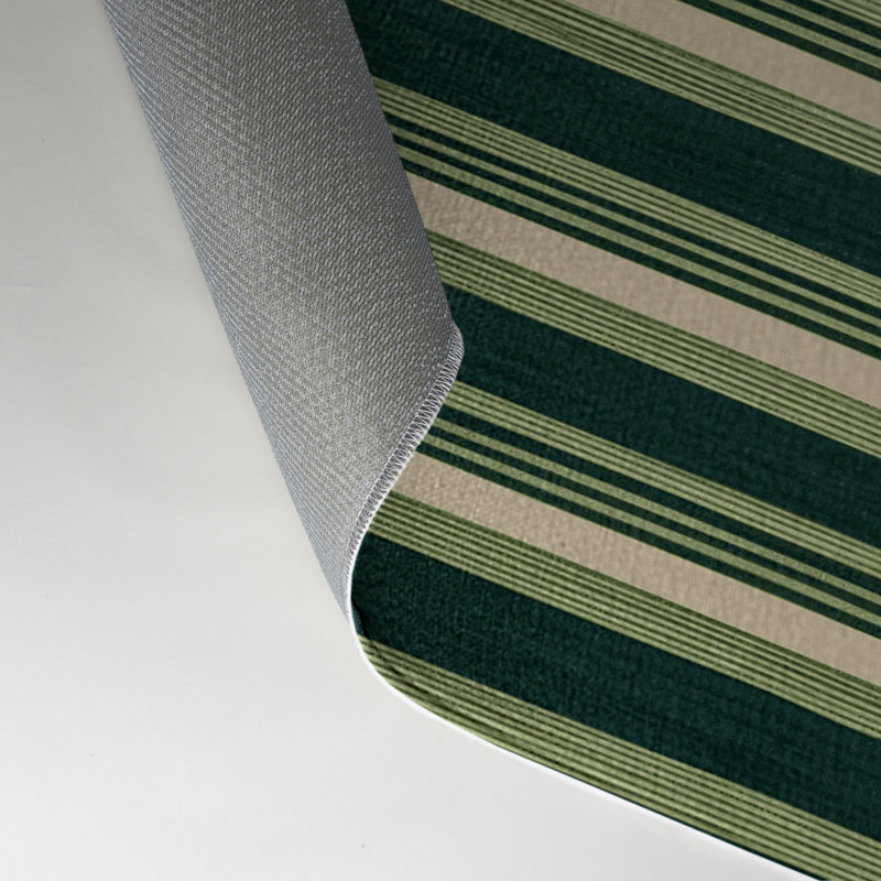 Tapis intérieur / extérieur vert HorizontalStripes, Rectangle 5 pi x 7 pi