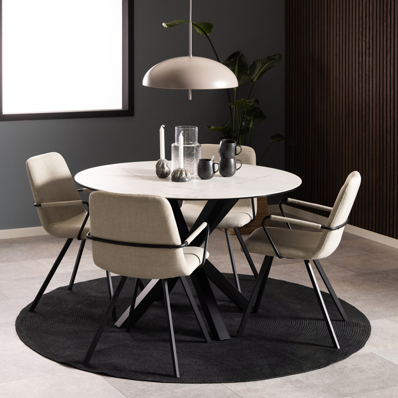 Harrisonburg Round Metal Base Dining Table, White