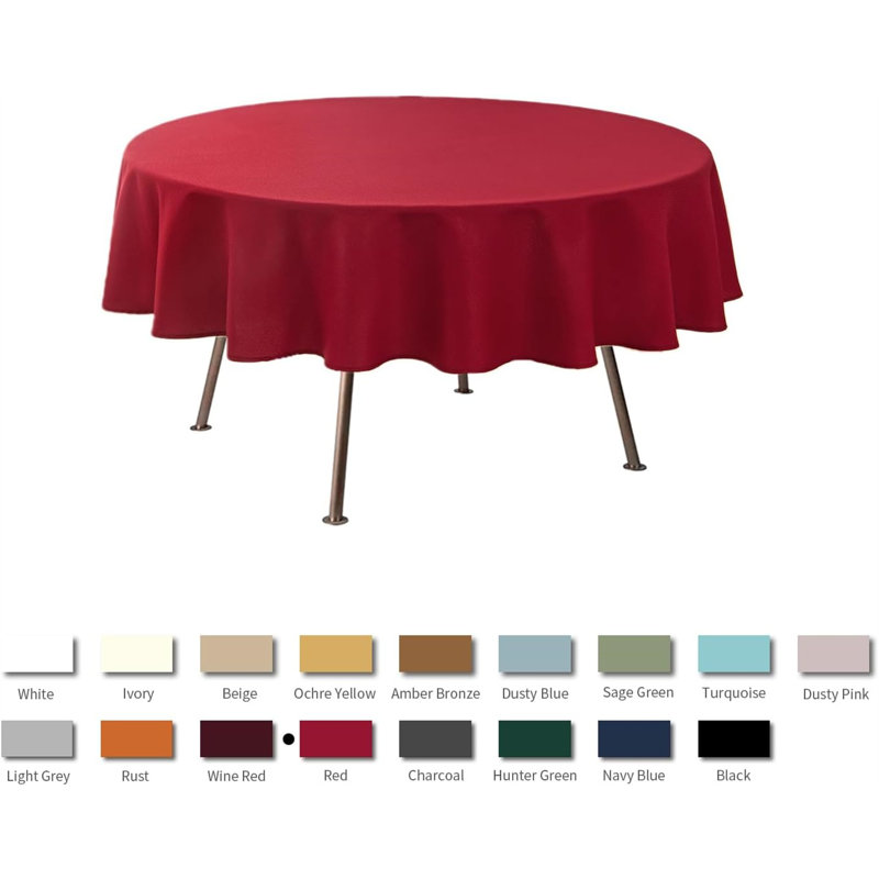 Grace Polyester Round Tablecloth, Red, 70" L x 70" W