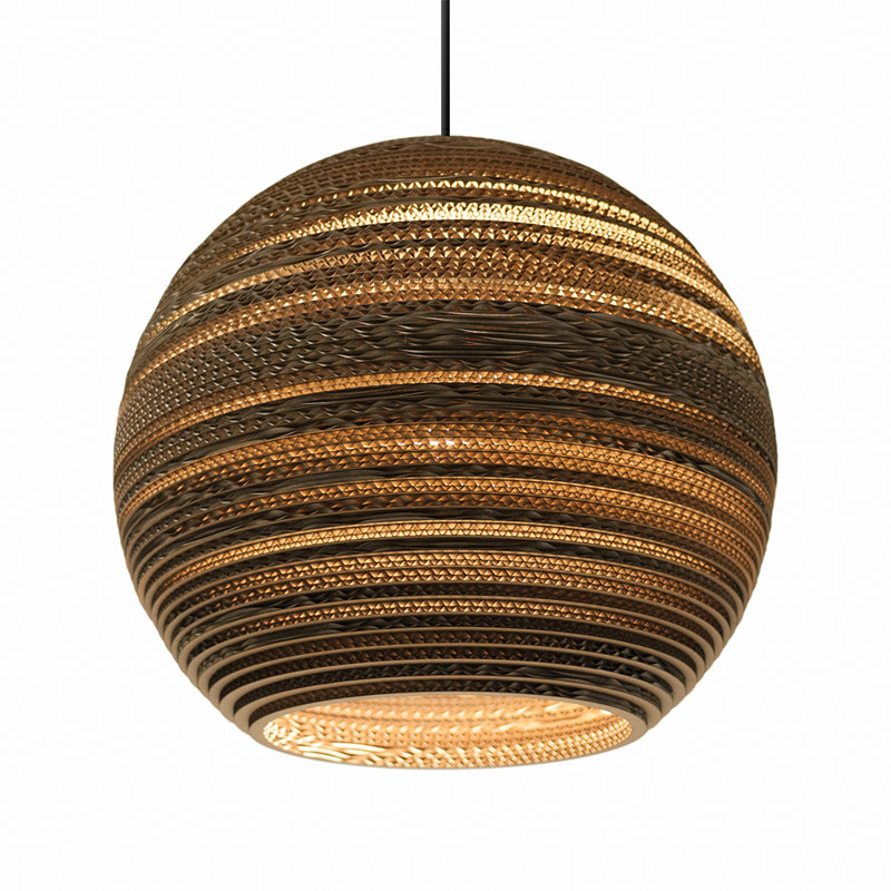 Scraplights Moon 18 Pendant Natural, 15.5" H x 18" W x 18" D, Brown