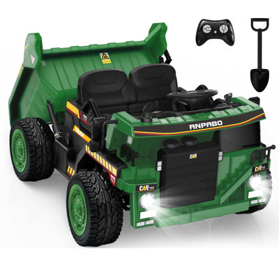 Camion à benne basculante DEARAUTO 24V avec lit à benne basculante électrique, télécommande, pneus EVA durables, Bluetooth, moteurs puissants, pelle supplémentaire, jouets 2 places 24 volts pour garçons et filles 3-6