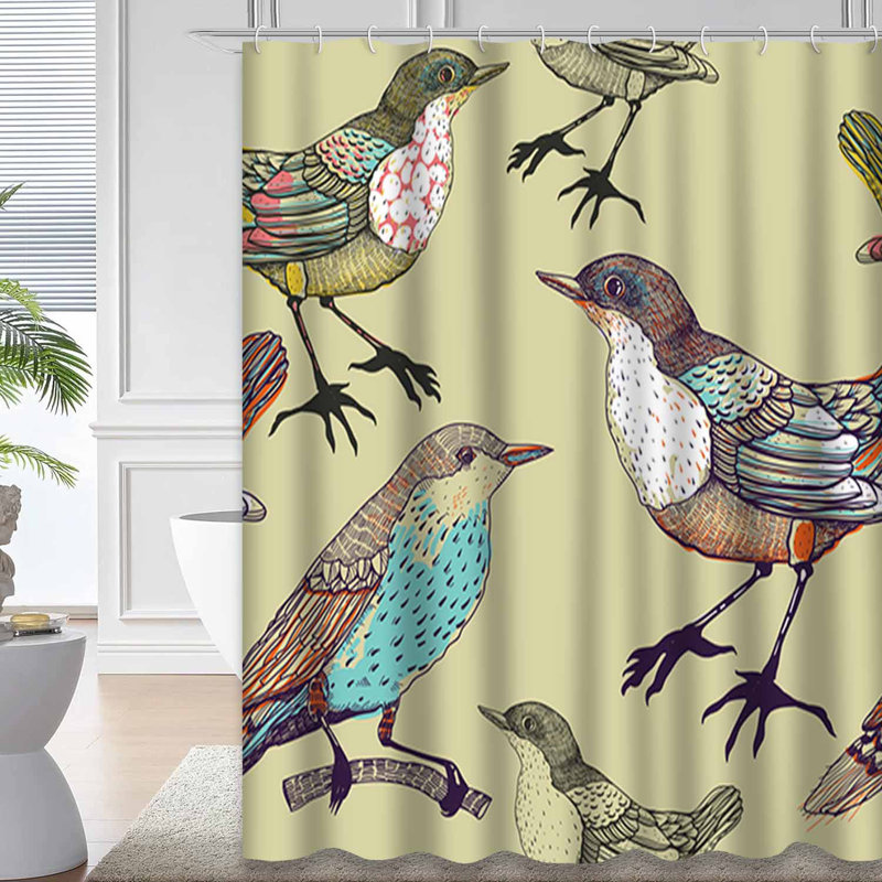 Rideau de douche Forest Birds Feather, L 72 po x l 72 po