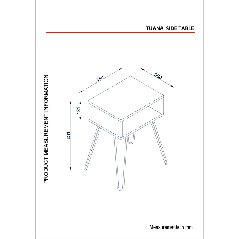 Table de bout avec rangement Adorian, Blanc
