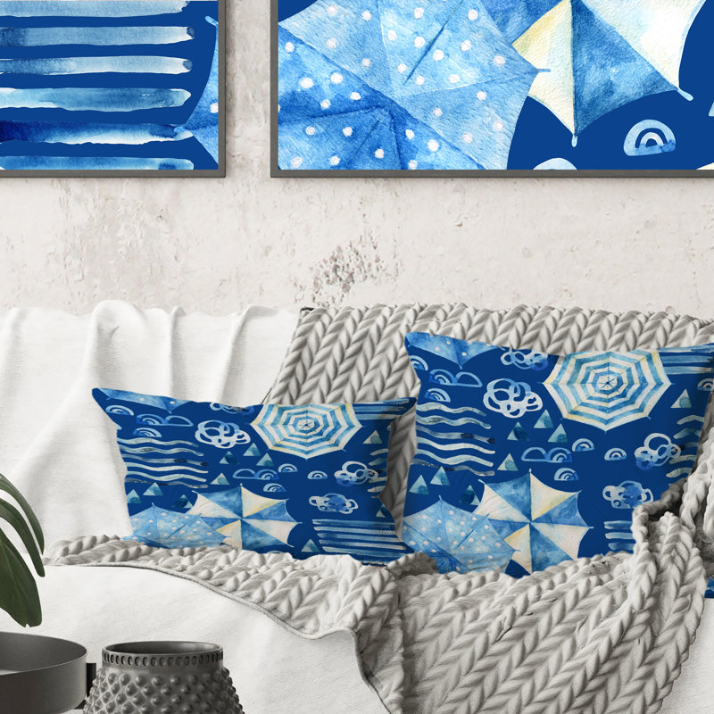 Coussin décoratif à motif vacances V avec soleil et parasol V - 1