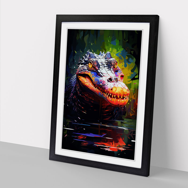 XYZ-FRM-V1223-1780 Alligator Digital - Single Picture Frame Print on Wood, Black, 46cm H x 34cm W x 2cm D