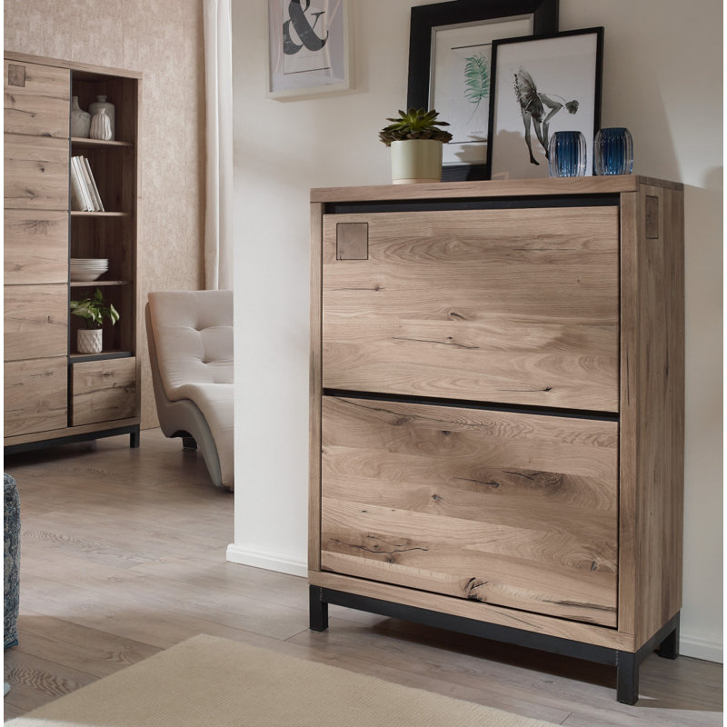 Villanders Solid Wood Flip Down Shoe Storage, Bianco