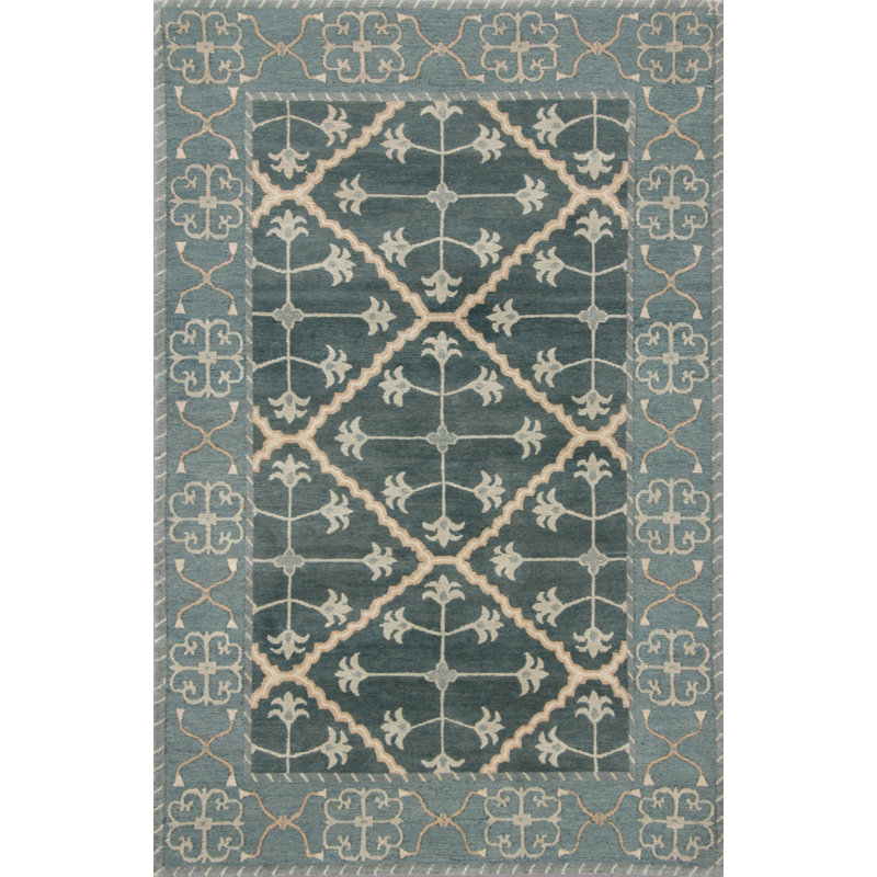 Contemporary Hand Knotted Wool Geometric Shapes Area Rug, Rectangle 5' x 7'
