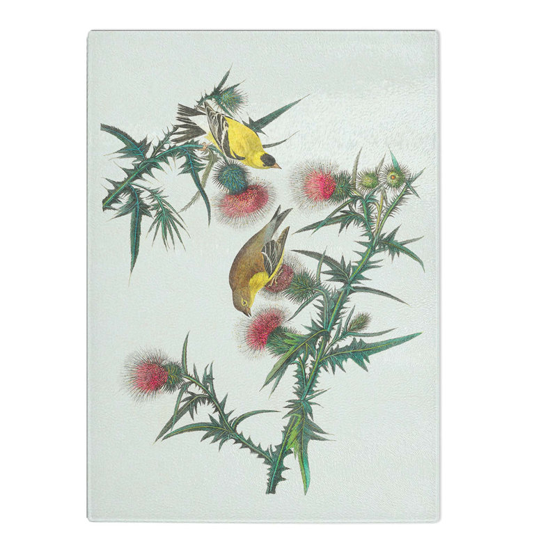 Tempered Glass American Goldfinch Birds Chopping Board, 20 cm W x 28.5 cm L