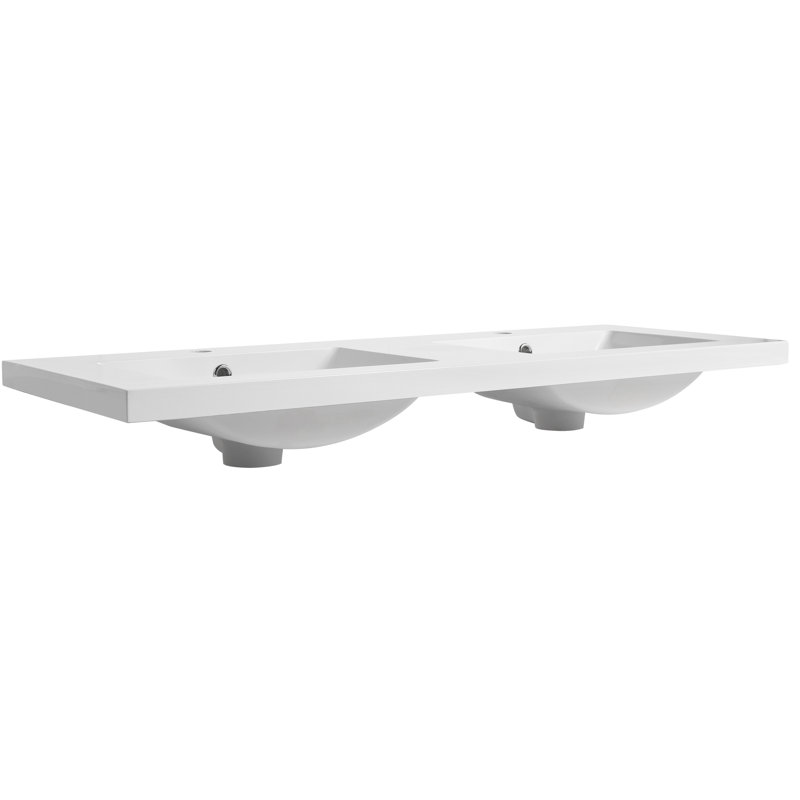 Lavabo de 48 po en résine en gel pour meuble-lavabo, couleur blanche, délicate touche et déformation, L 47,04 po, l 18,01 po, H 6,03 po, meuble-lavabo de salle de bain 38,3 lb, rebords polis, longueur, largeur, hauteur, lb