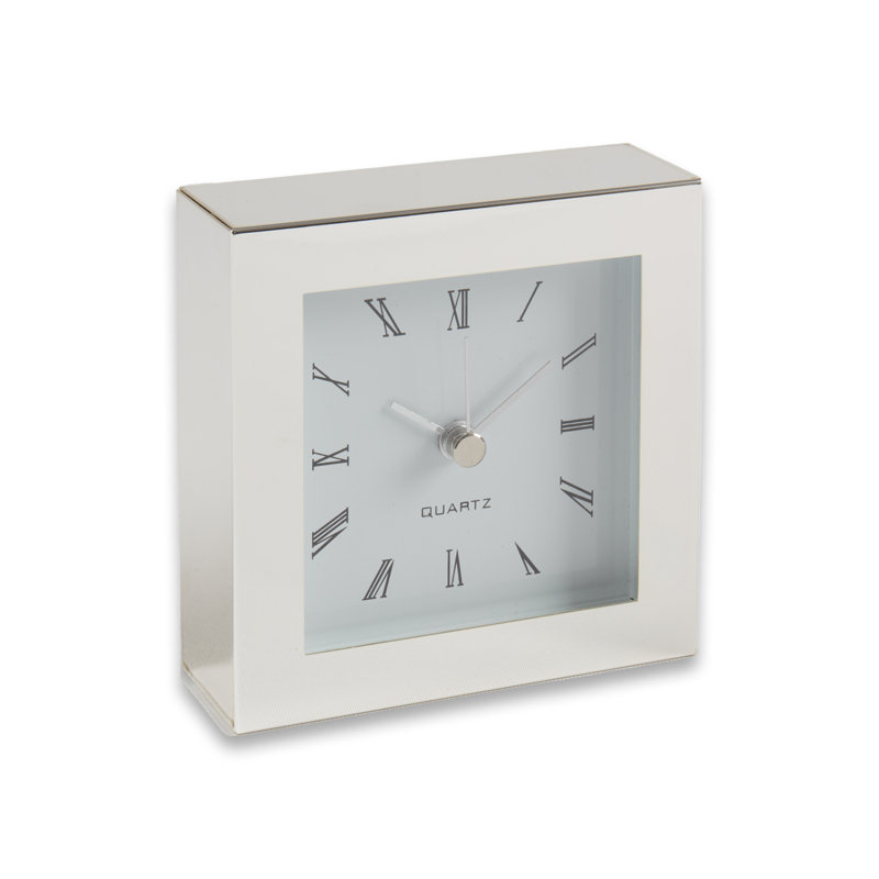 Horloge de table à chiffres romains en métal à quartz