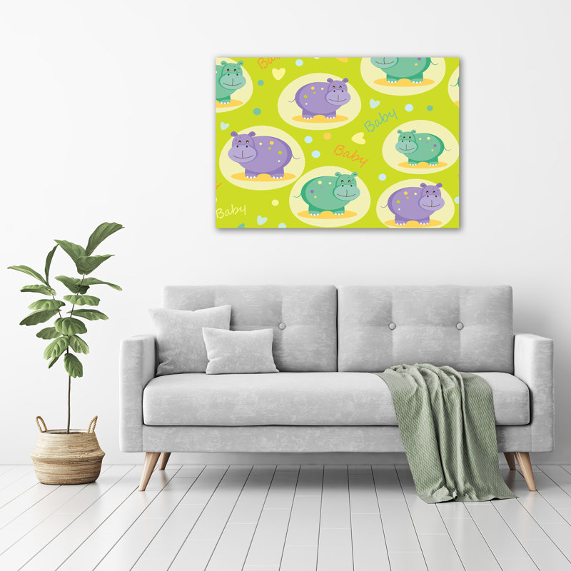 Hippos - No Frame Print on Glass