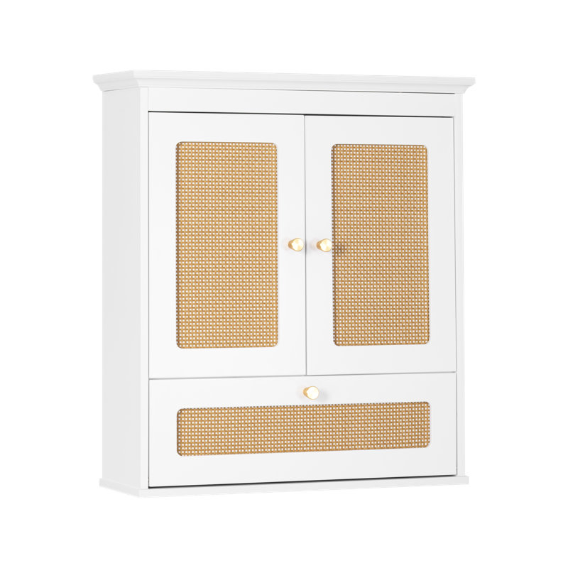 Modern Rattan Wall Cabinet Over Toilet