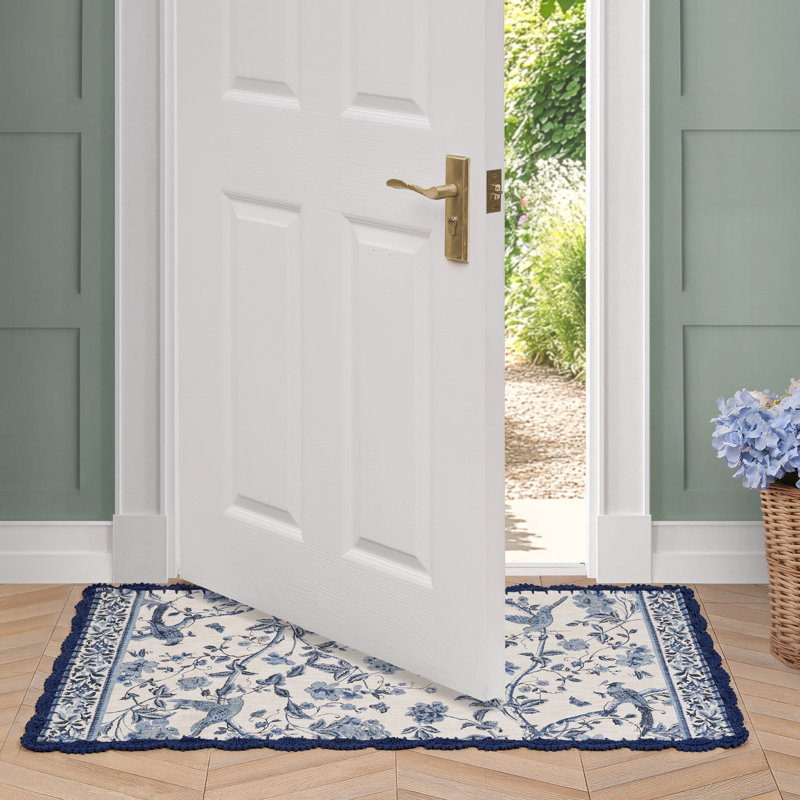 Laura Ashley Summer Palace Floral Machine Washable Cotton Slub Rugs, Rectangle 2'2" x 3'9"