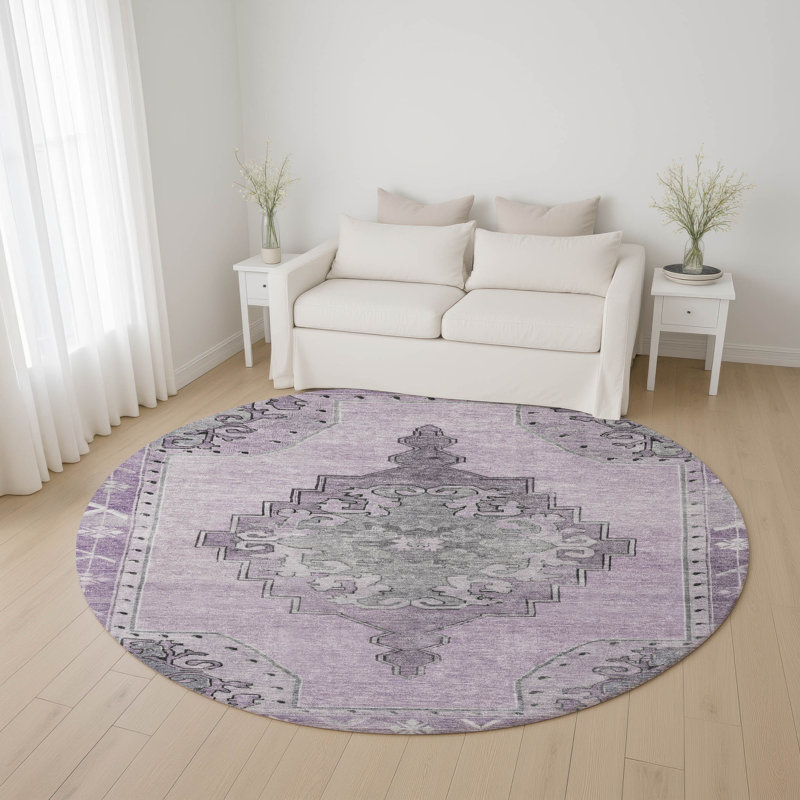 Premium Machine Washable Lubbers AMF1731 Global Rug, Round 8'