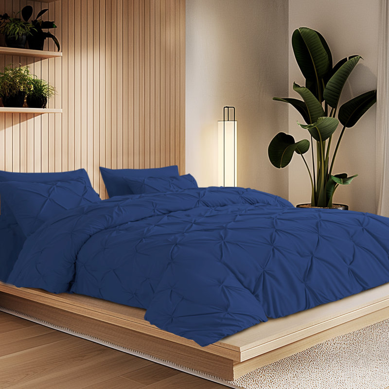 Cotton Standard Duvet Cover, King Duvet Cover + 2 Standard Pillowcases,  Navy Blue