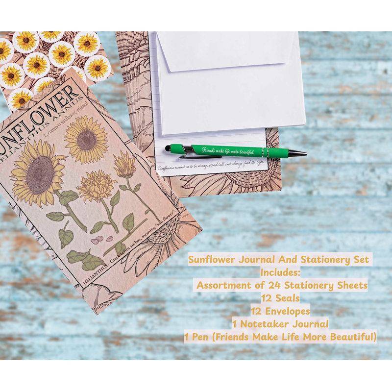 Ensemble de papeterie journal tournesols