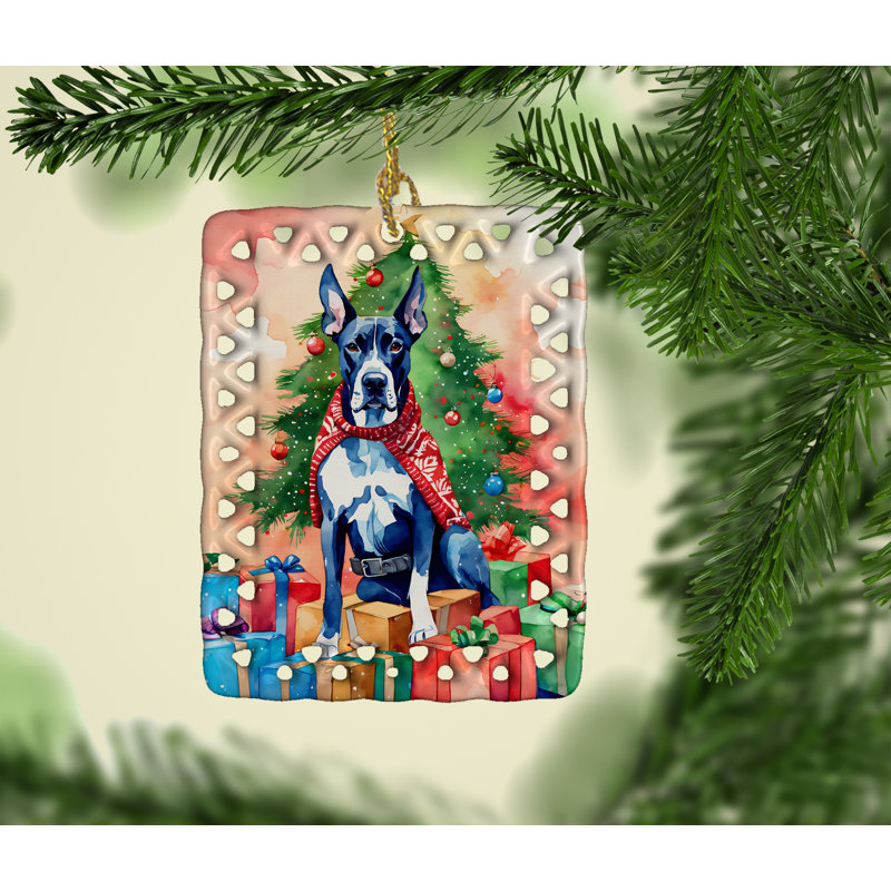 Ornement en porcelaine de Noël Great Dane, Grand danois 3482