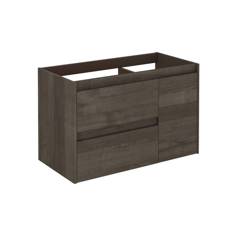 Ambra 35.1" Dark Brown MDF Wall Mounted Single Vanity Base