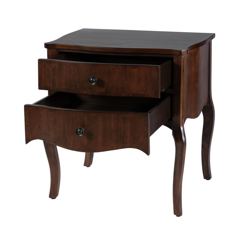 Beasley 25 in. W Rectangular Wood 2 Drawer Nightstand, Brown