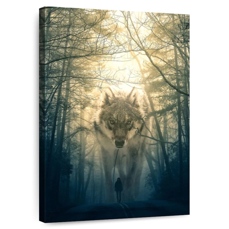 Loup Brampt marchant, H 36 po x l 24 po