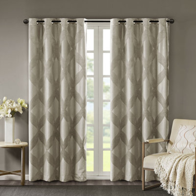 HEIMAO Ogee Knitted Jacquard Total Blackout Curtain Panel(Only 1 Pc Panel)