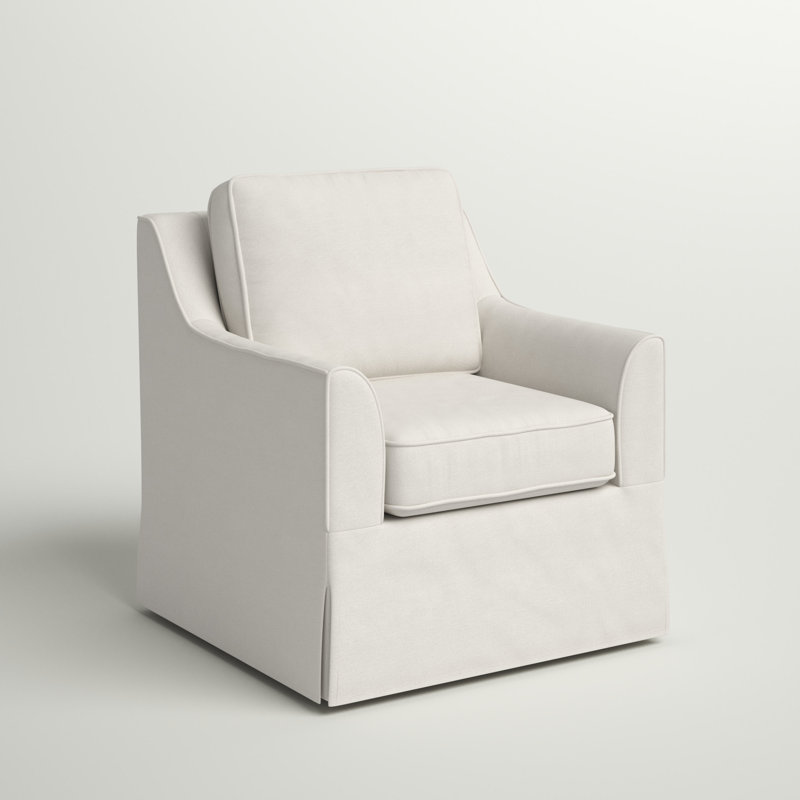 Barbel Upholstered Swivel Armchair, Cream Polyester Blend