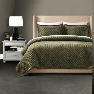 Ensemble de literie en velours vert King, ensemble de couvre-lit matelassé 3 pièces, chambre moderne