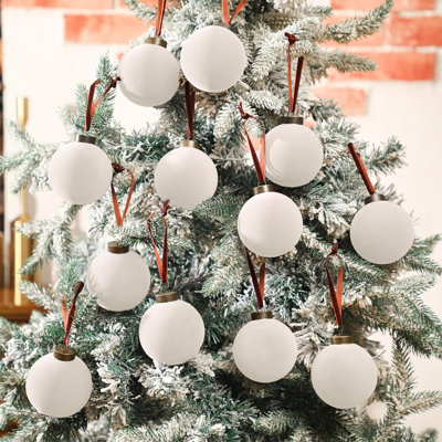 15Pcs Velvet Christmas Ornaments Balls Bulk For Christmas Tree Decoration 3.15In Big Flocked Xmas Hanging Ornaments Set For Home Plastic Large Shatterproof Velvet Ornaments