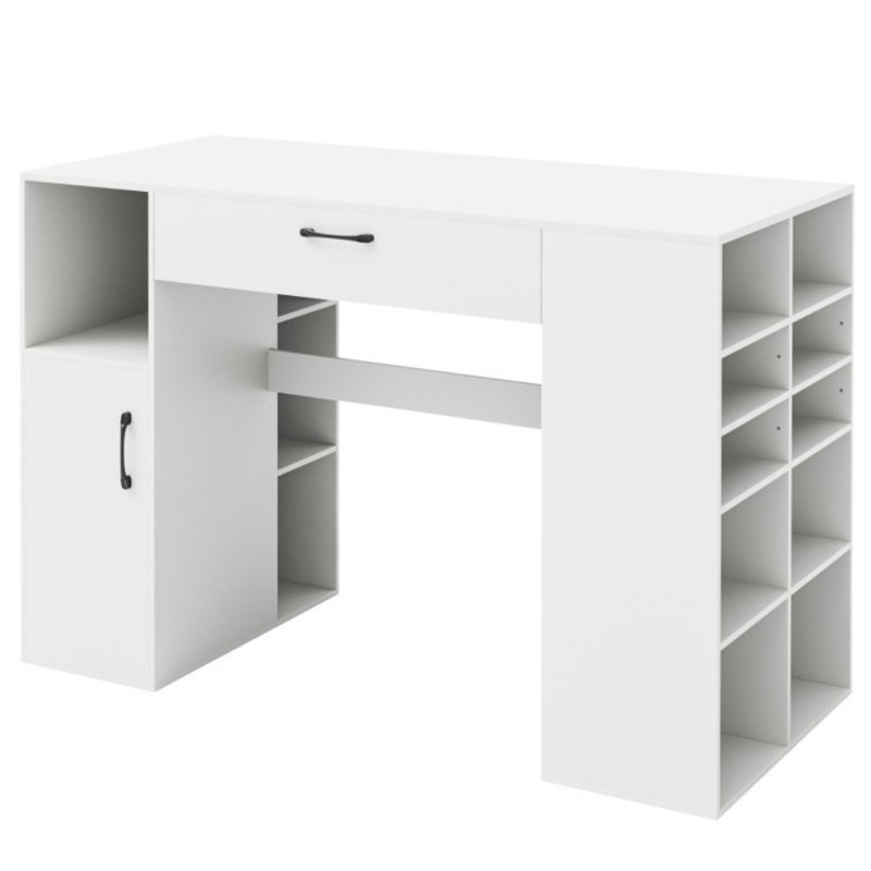 Counter Height Sewing Craft Table Computer Desk With Adjustable Shelves And Drawer