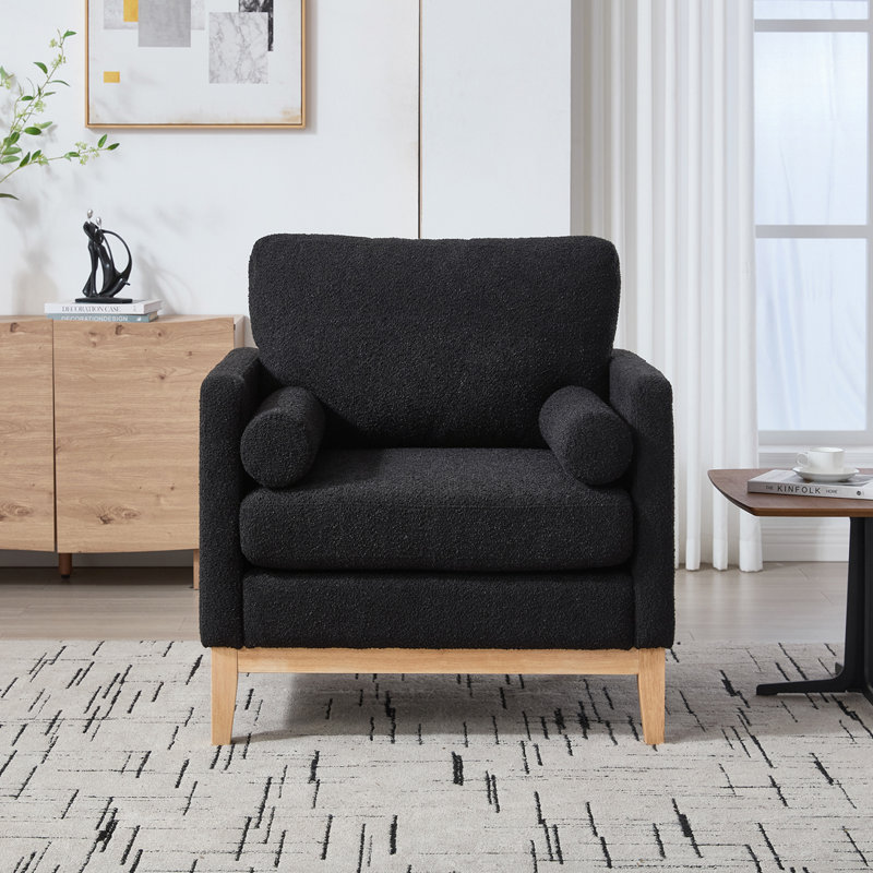 Fauteuil d'appoint 35,4 po, Noir, Non, Naturel