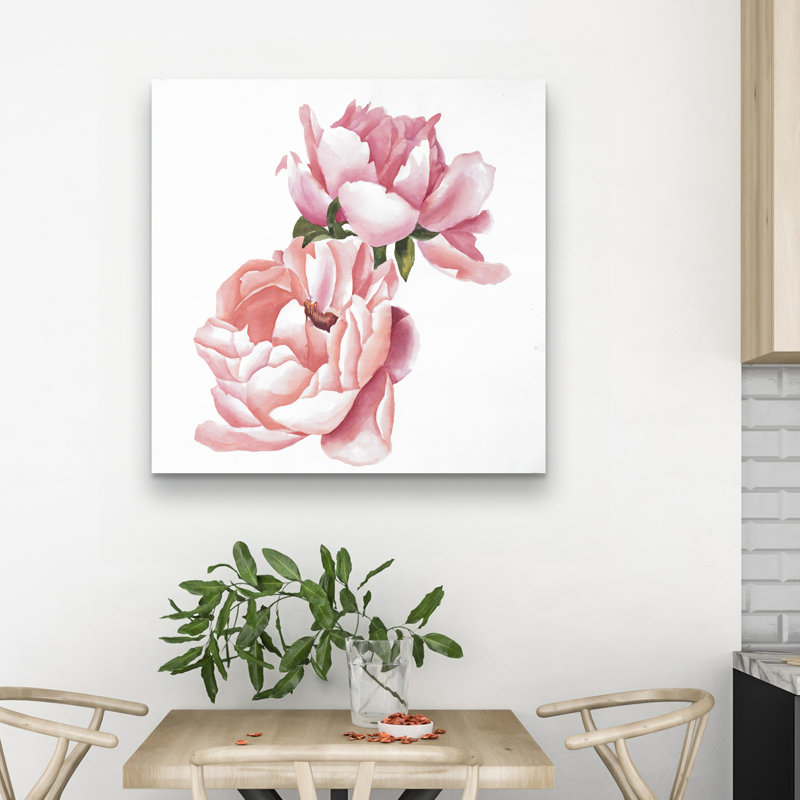 Two watercolor roses - 32"x32" art on canvas