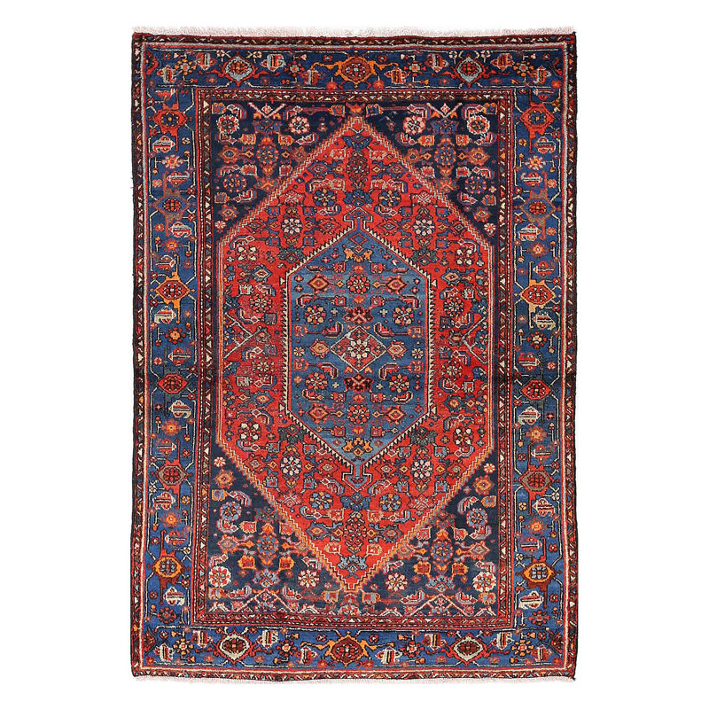 Tapis fin persan noué à la main 4 pi x 6 pi 3 po
