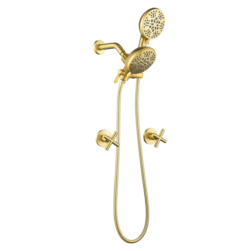 Volume Control Shower System with Rough in-Valve, Brushed Gold