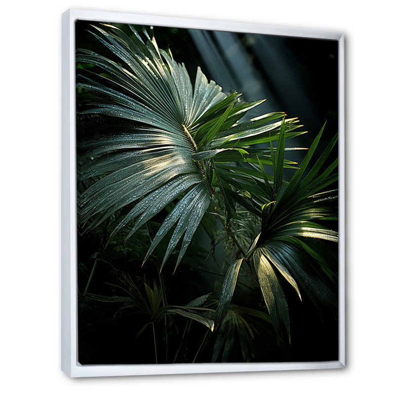 «Palm Trees Jungle I», reproduction sur toile florale, H 40 po x l 30 po x P 1,5 po, Cadre flottant blanc