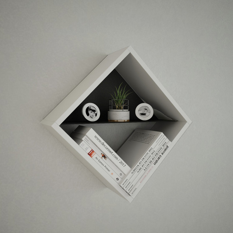 Tablette d'appoint carrée avec tablettes réglables Abdelmalek, Blanc