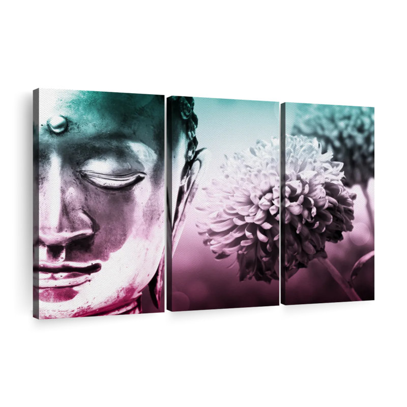 Ensemble de 3 pièces Bouddha, H 20 po x l 33 po x P 1,25 po